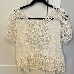 Elegant White Crochet Top